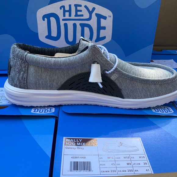 Hey Dude Men’s Wally H2O Mix Shoes Galaxy Grey Loafers Comfort Sizes 8-13 New - Picture 7 of 8